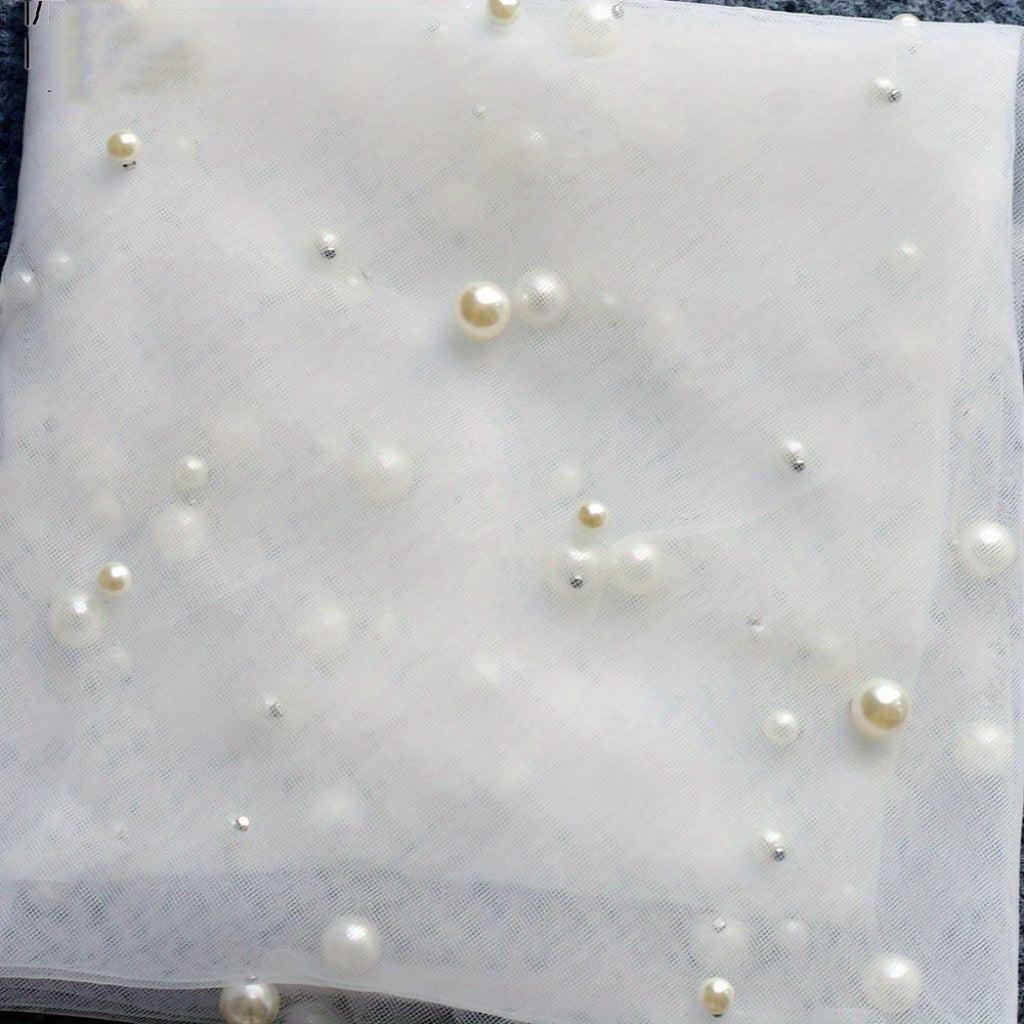 Wedding Dress Fabric Pearl Mesh Background Cloth 2m