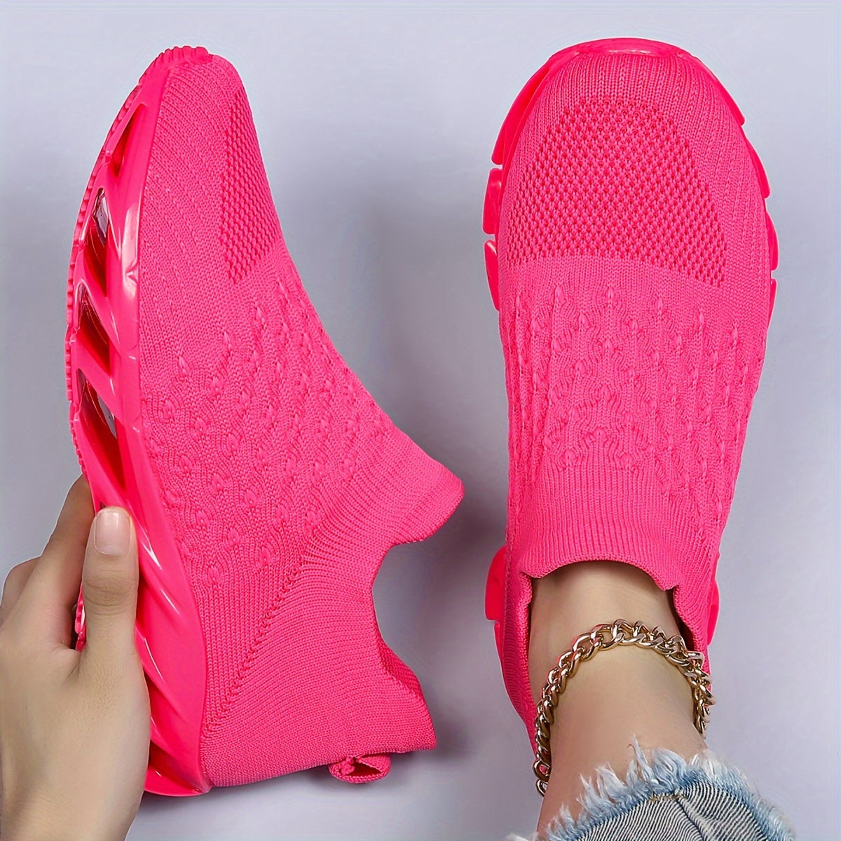 Women's Non-slip Breathable Running Shoes, Slip-on Blade Athletic Sneakers