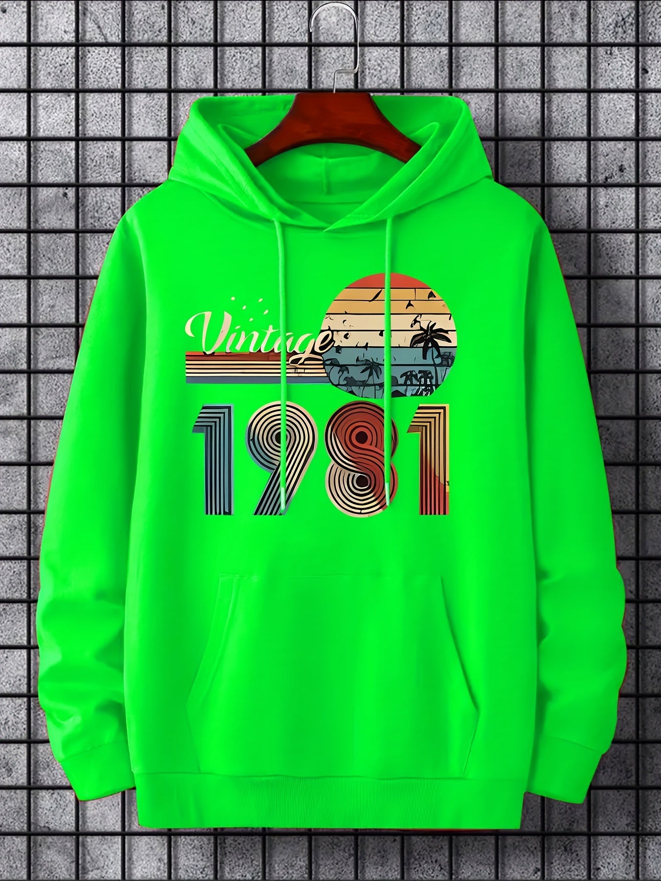 Vintage Graphic Print Hoodie Men's Pullover Hooded Sweatshirt