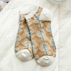 8 Pairs Floral Short Socks Breathable Lightweight Ankle Stockings Hosiery