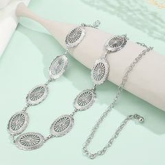 Boho Metal Hollow Waist Chain Tassel Dress Belt Women Belly Chain