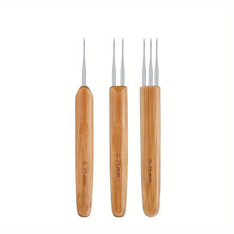 3pcs Long Hair Lock Crochet Knitting Hook Hair Tools 0.75mm 0.5mm