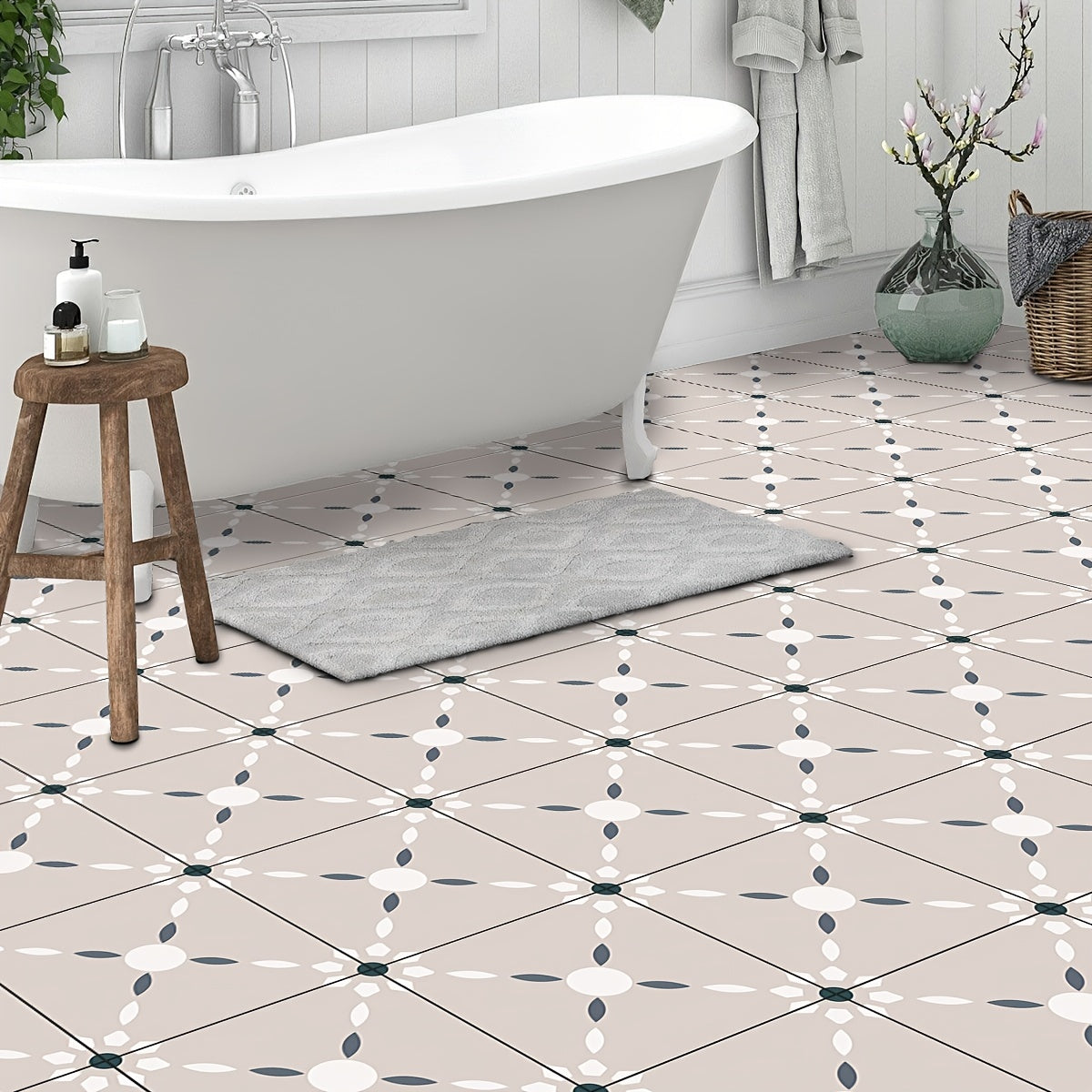 12pcs Nordic Minimalist Ceramic Tile Stickers for Kitchen Bathroom