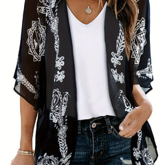  Boho Cover Up Paisley Print Cardigan