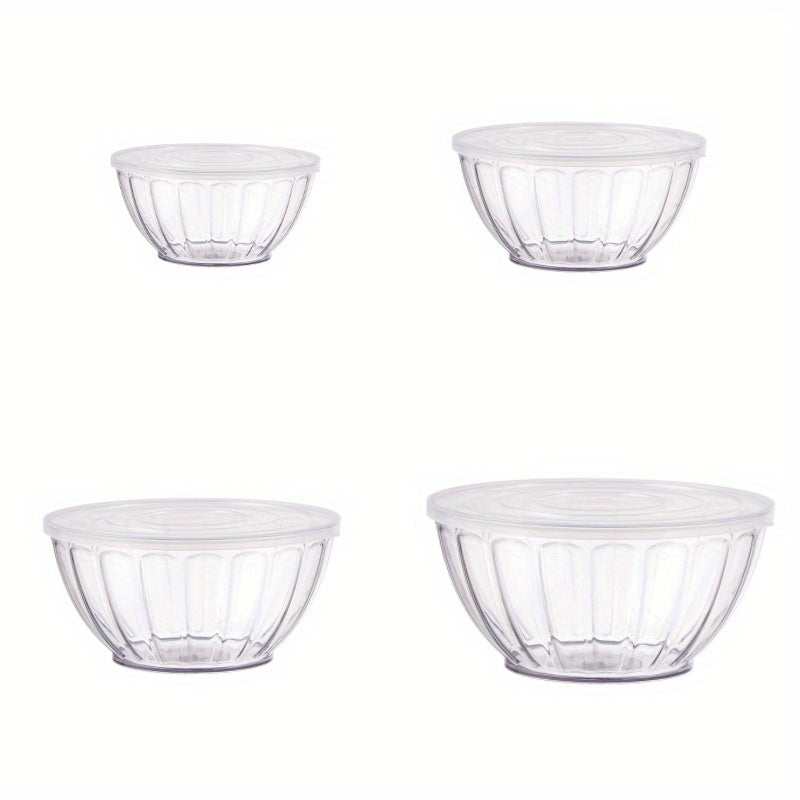 4pcs Round Transparent Salad Bowls with Lid