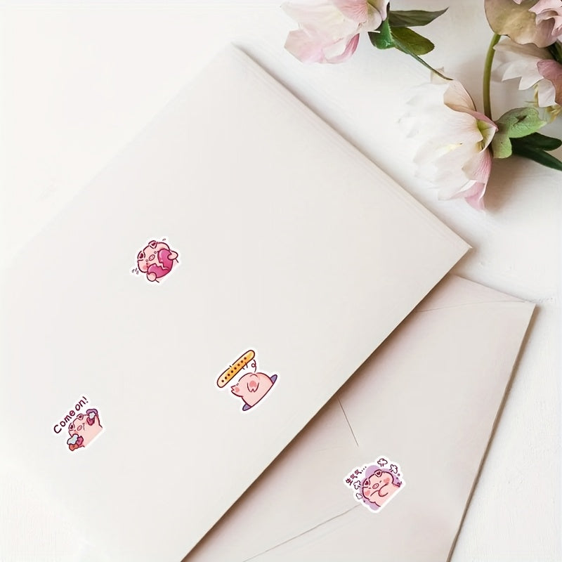 60 Pig Cartoon Stickers Fun Vinyl Decals for Devices & More
