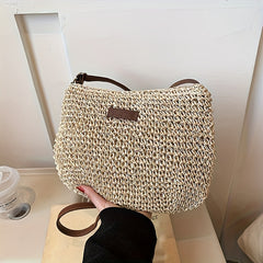 Woven Straw Bag Retro Mini Crossbody Bag for Travel Holiday Beach