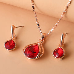 Water Drop Pendant Necklace & Earrings Set for Women/Girls