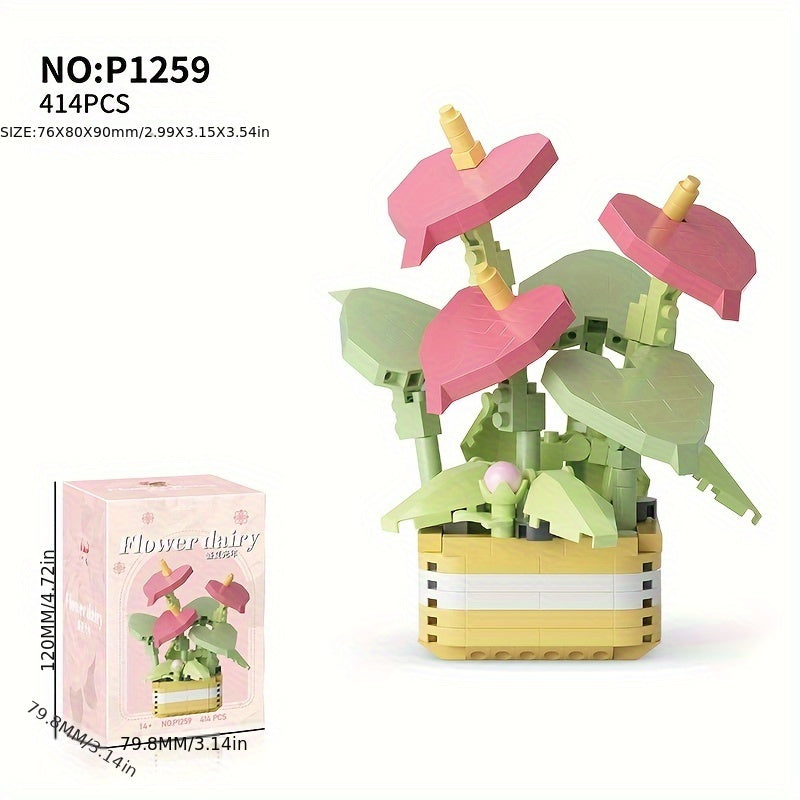 360pcs Celestial Starlight Potted Building Blocks Flower Assembled Toy