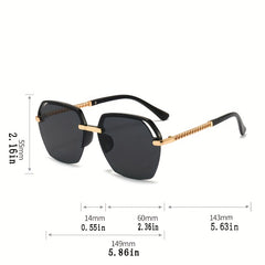 Semi Rimless Hollow Sunglasses UV400
