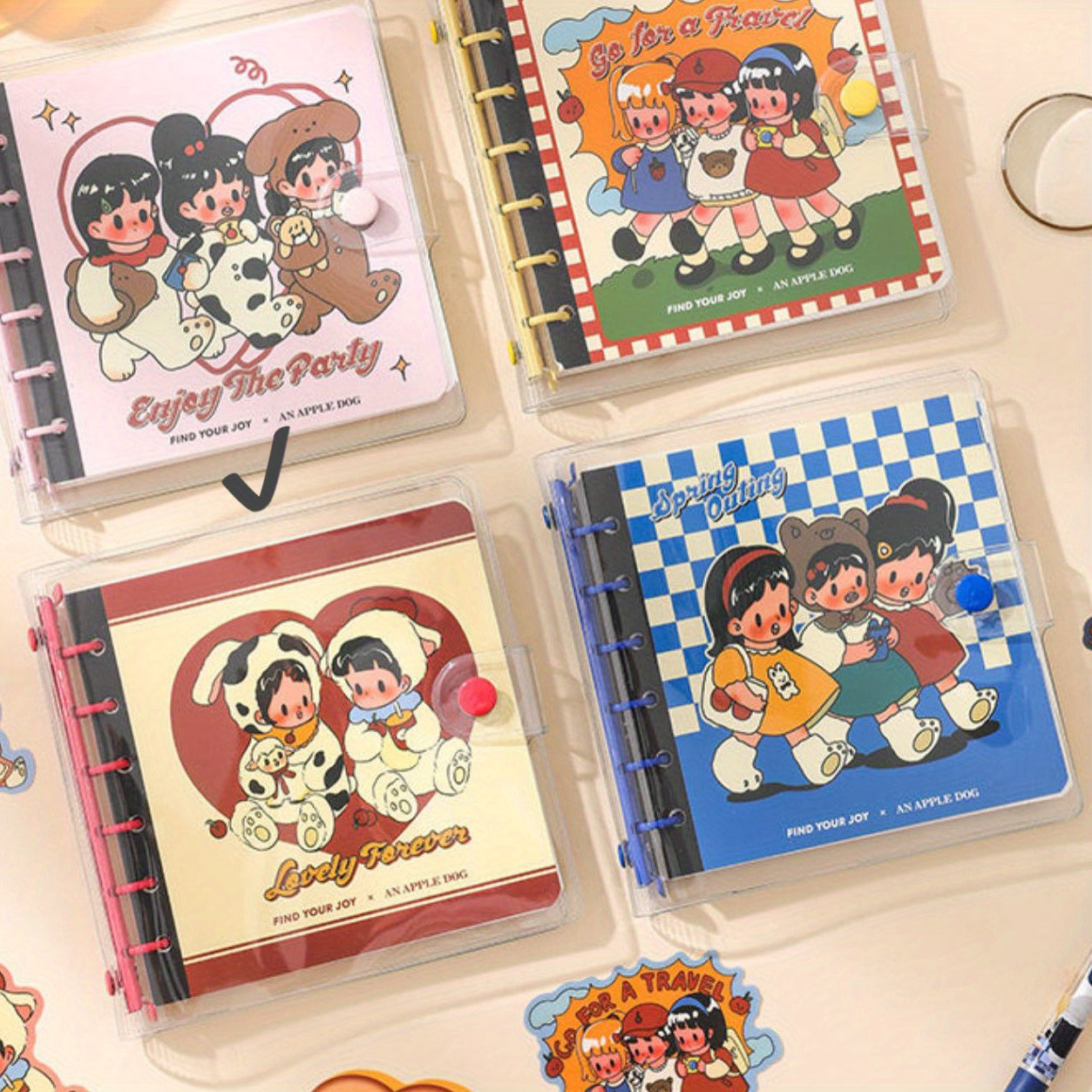 Colorful Iron Ring Loose Leaf Notebook PVC Shell