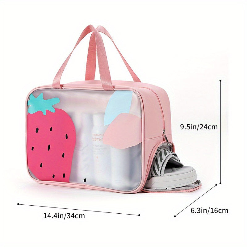 Cartoon Fruit Pattern Translucent Makeup Handbag Toiletry Wash Bag