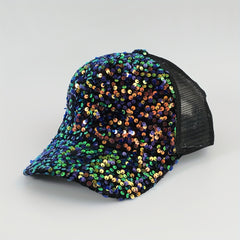 Sequins Solid Baseball Cap Mesh Hip Hop Trucker Hat Y2K Sunshade Sports Hats
