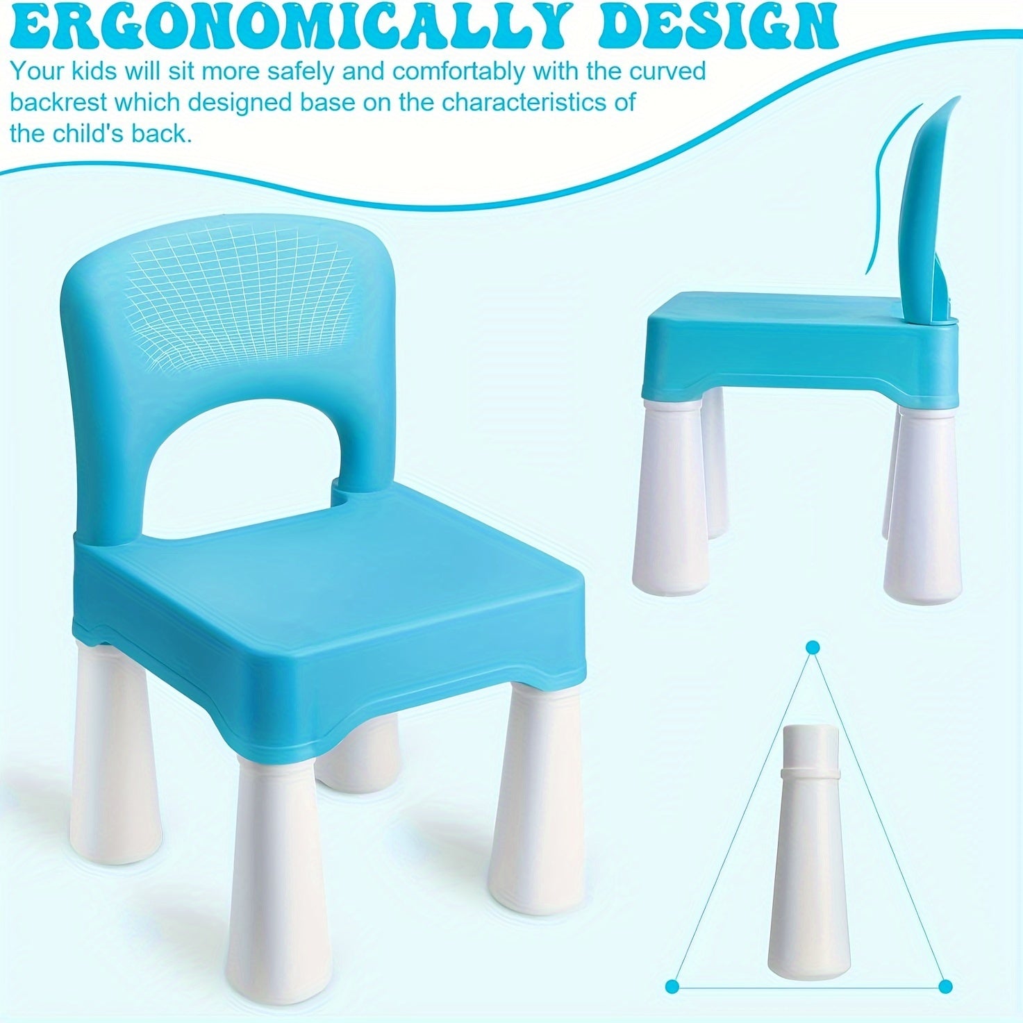 Plastic Square Chair 18.5 Height Seat Indoor/Outdoor Use for Toddlers