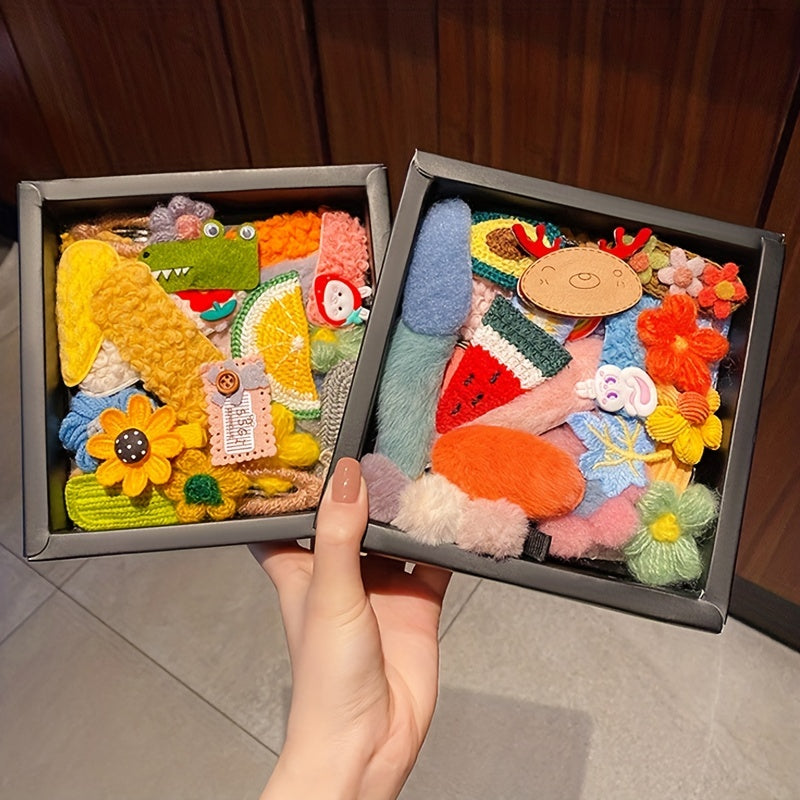 Baby Girls Plush Hair Clip Cartoon Animal Flower Snap Clip