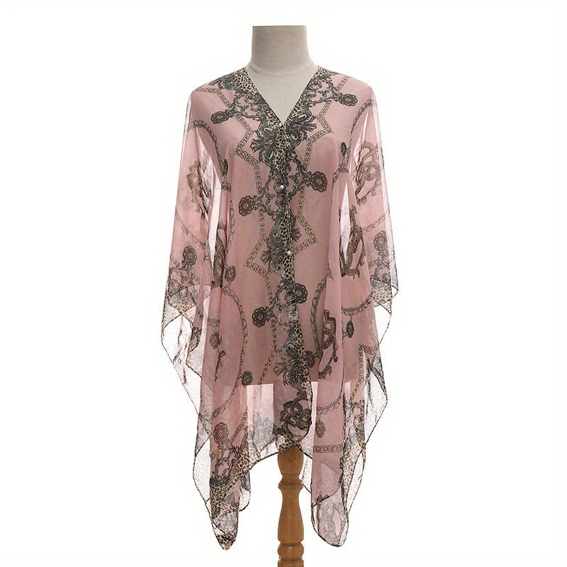 Letter Chain Stripe Shawl Lightweight Sunscreen Large Shawl