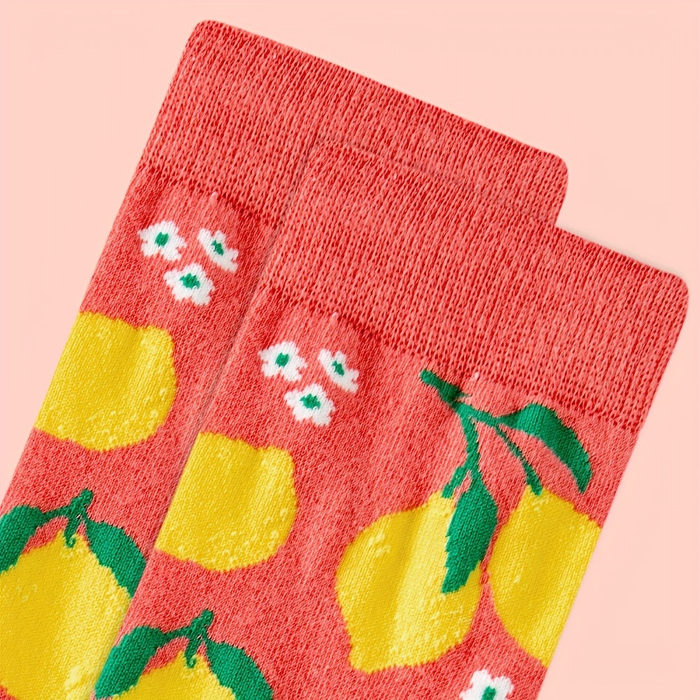 Lemon Pattern Mid Tube Socks Women's Stockings