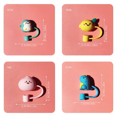 Cartoon Silicone Straw Plug Dustproof Reusable Straw Plug