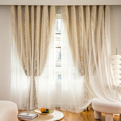 1pc Double Layer Blackout Curtains Bedroom Window Curtain with Hooks