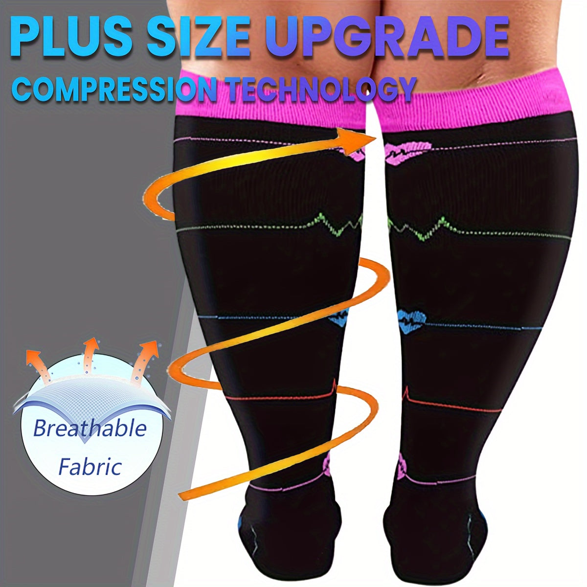 20-30 mmHg Plus Size Compression Socks Wide Calf for Women and Men