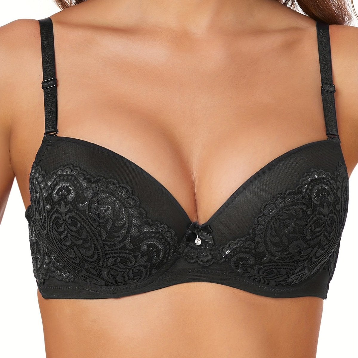 Contrast Lace Push Up Bra Anti Sagging Women's Lingerie