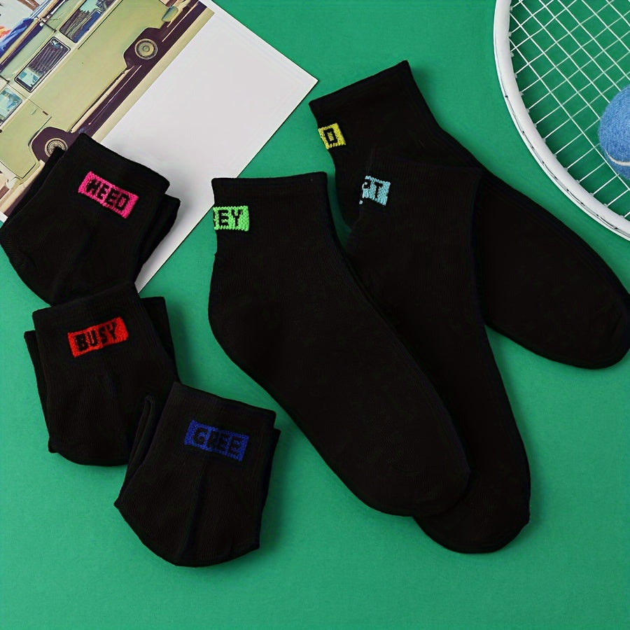 6 Pairs Letter Print Socks Women's Stockings