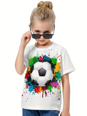 3D Tie Dye Football Graphic Short Sleeve T shirt - Summer Sports Gift