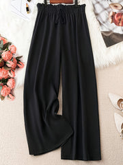  Drawstring Wide Leg Trousers, Loose Fit