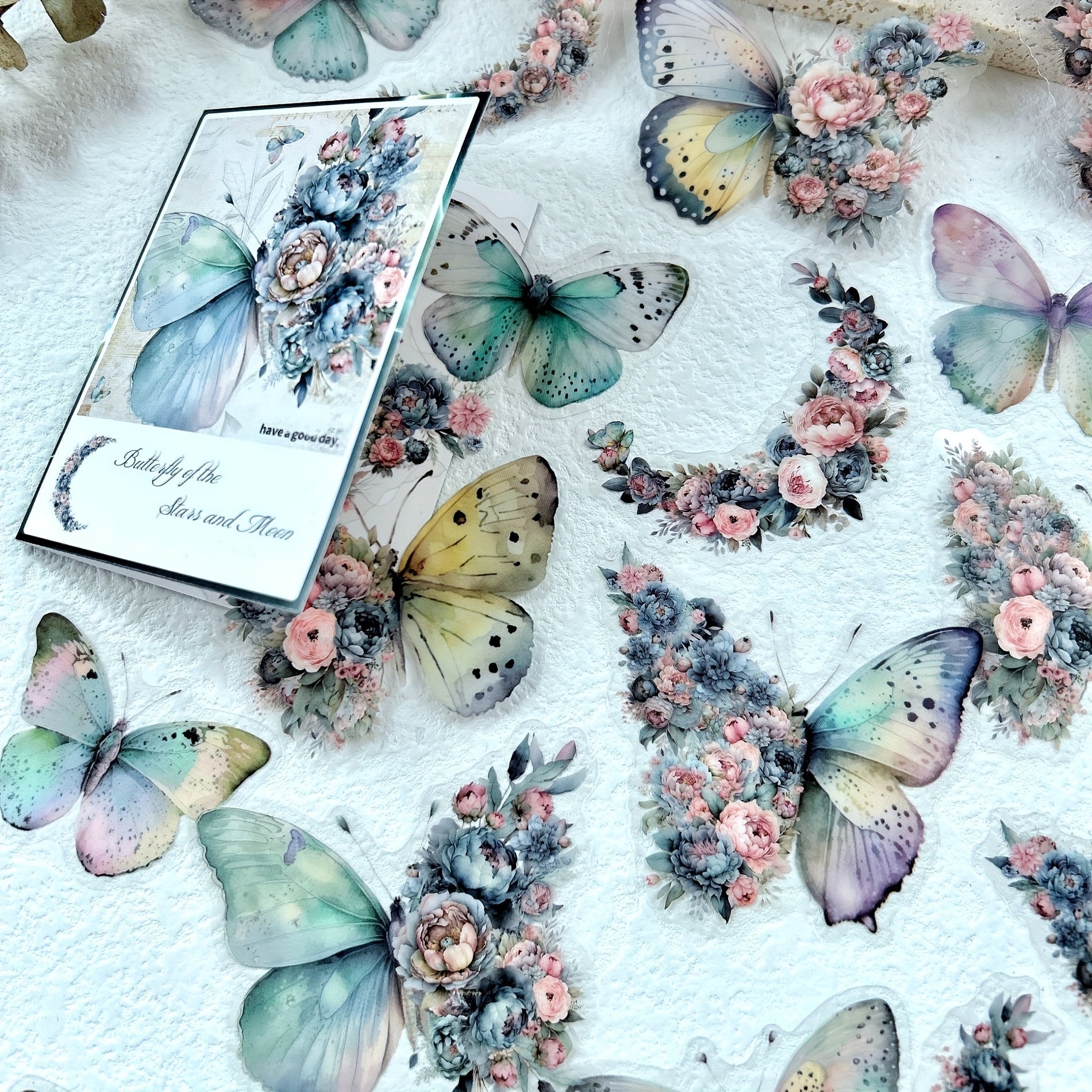 30pcs Flower & Butterfly Notebook Stickers Scrapbook Label Diary Stat