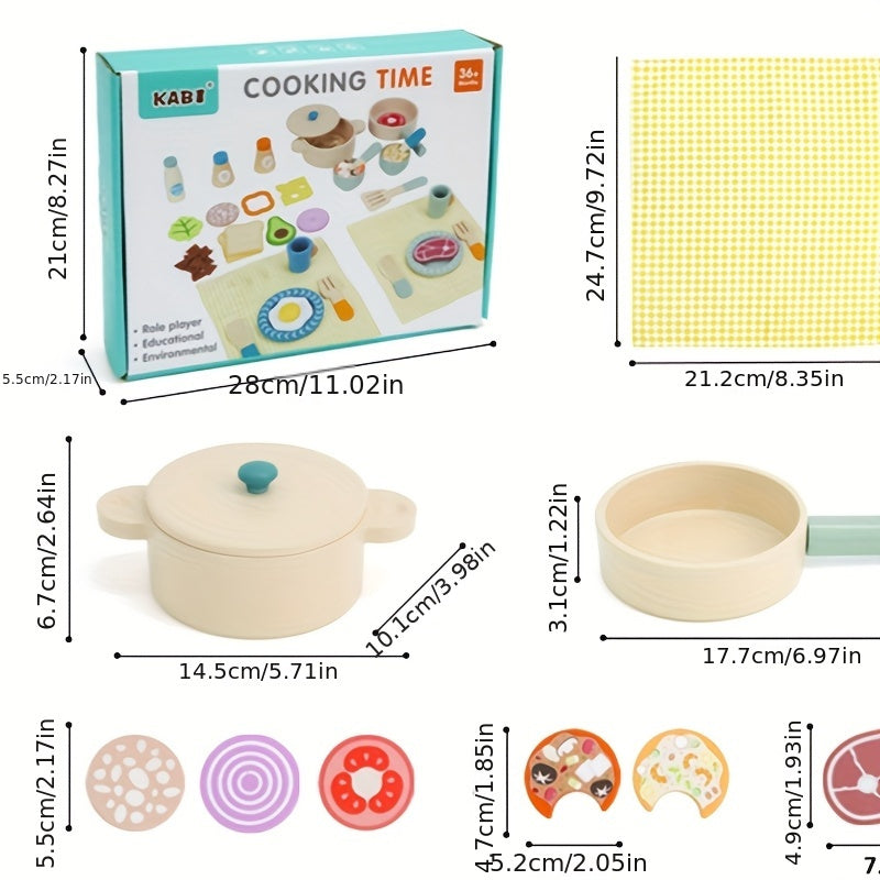 Kids Wooden Kitchen Set with Realistic Cooking Toys
