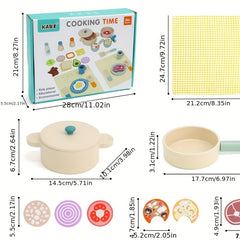 Kids Wooden Kitchen Set with Realistic Cooking Toys