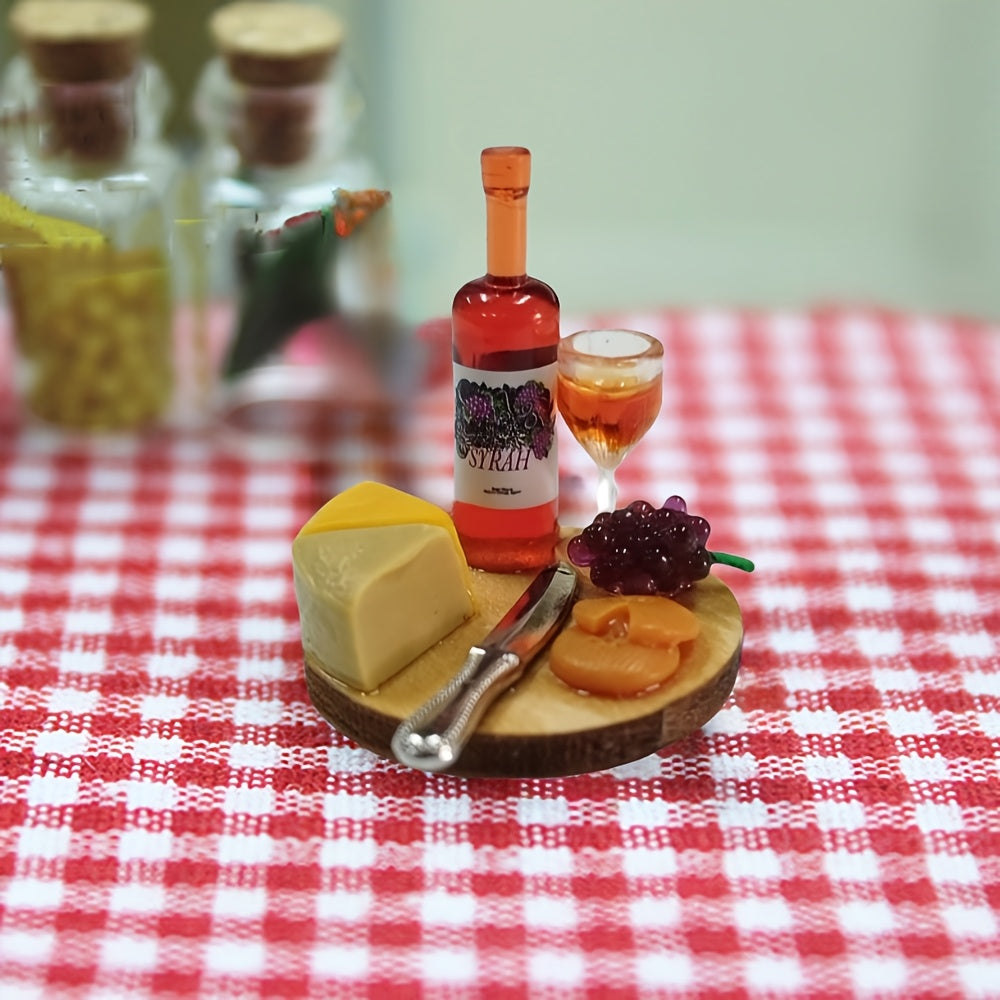 12 Dollhouse Accessories Mini Cake Wine Dish Perfect for Doll House Decoration