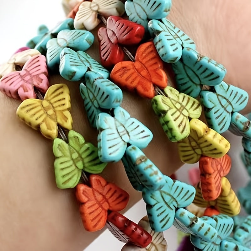 38pcs 14 12mm Butterfly Turquoise Stone Beads Jewelry Making