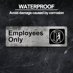 Employees Sign 22.86 X 7.62 cm Brushed Aluminum Self-adhesive Silver
