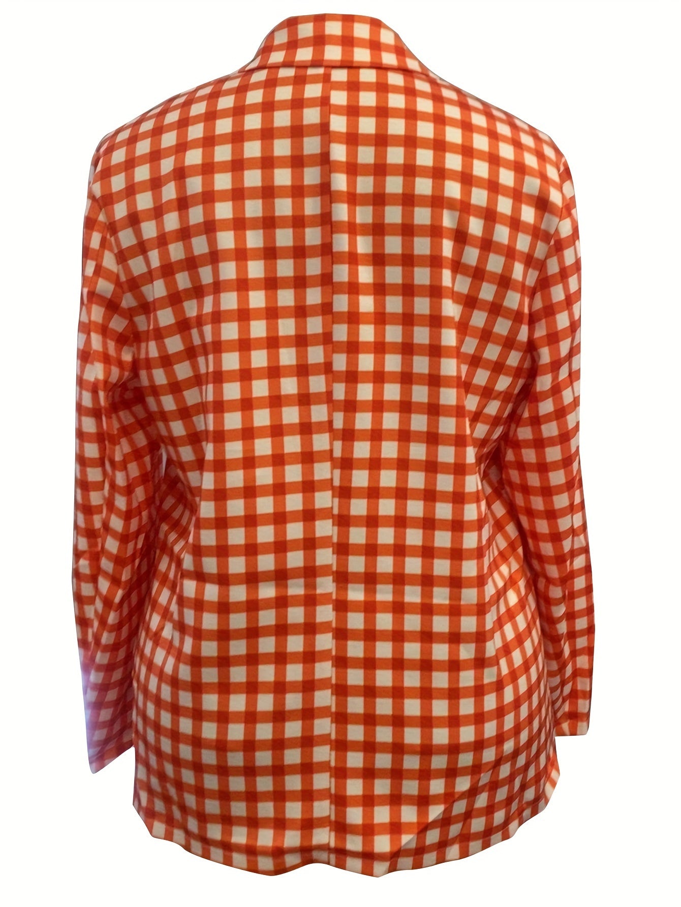  Plaid Print Long Sleeve Blazer