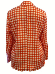  Plaid Print Long Sleeve Blazer