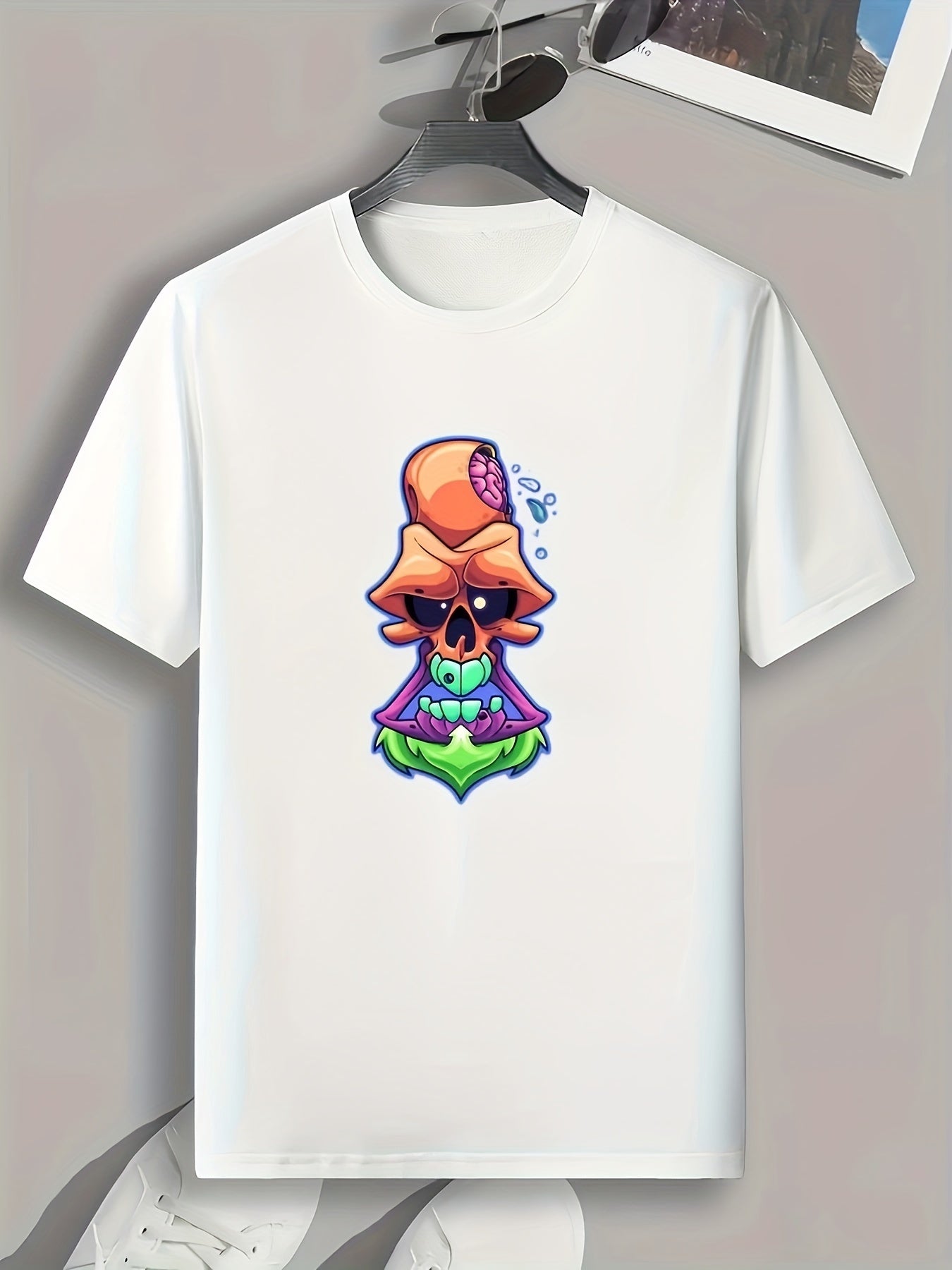 Skull Cartoon Print Men's Graphic Tee Casual Comfy Summer T shirt