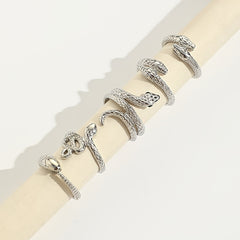 Vintage Snake Series Rhinestone Inlaid Women's Ring Set
