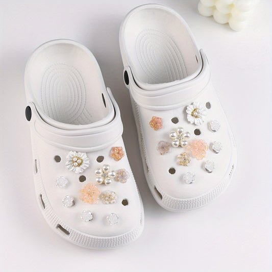 20Pcs Camellia Cartoon Shoe Charms, DIY Clog Decoration Set for Women