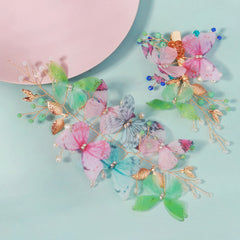 2pcs Summer Dopamine Butterfly Hair Clips Gradient Wedding Decorations