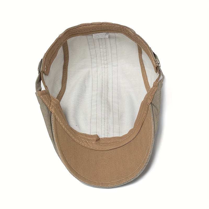 Embroidered Visor Beret Men's Adjustable Hat Vintage Casual Style