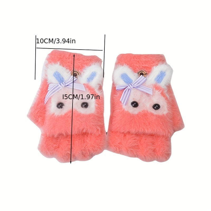 Kids Waterproof Half-finger Warm Gloves 6-15 Years