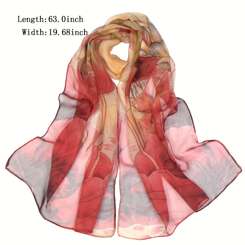 Classic Flower Print Scarf Thin Breathable Shawl Gauze Scarves