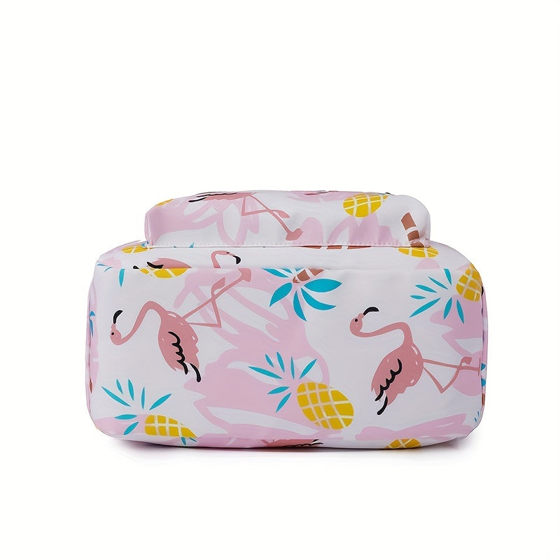 Cartoon Print Backpack Zipper Rucksack School Bag