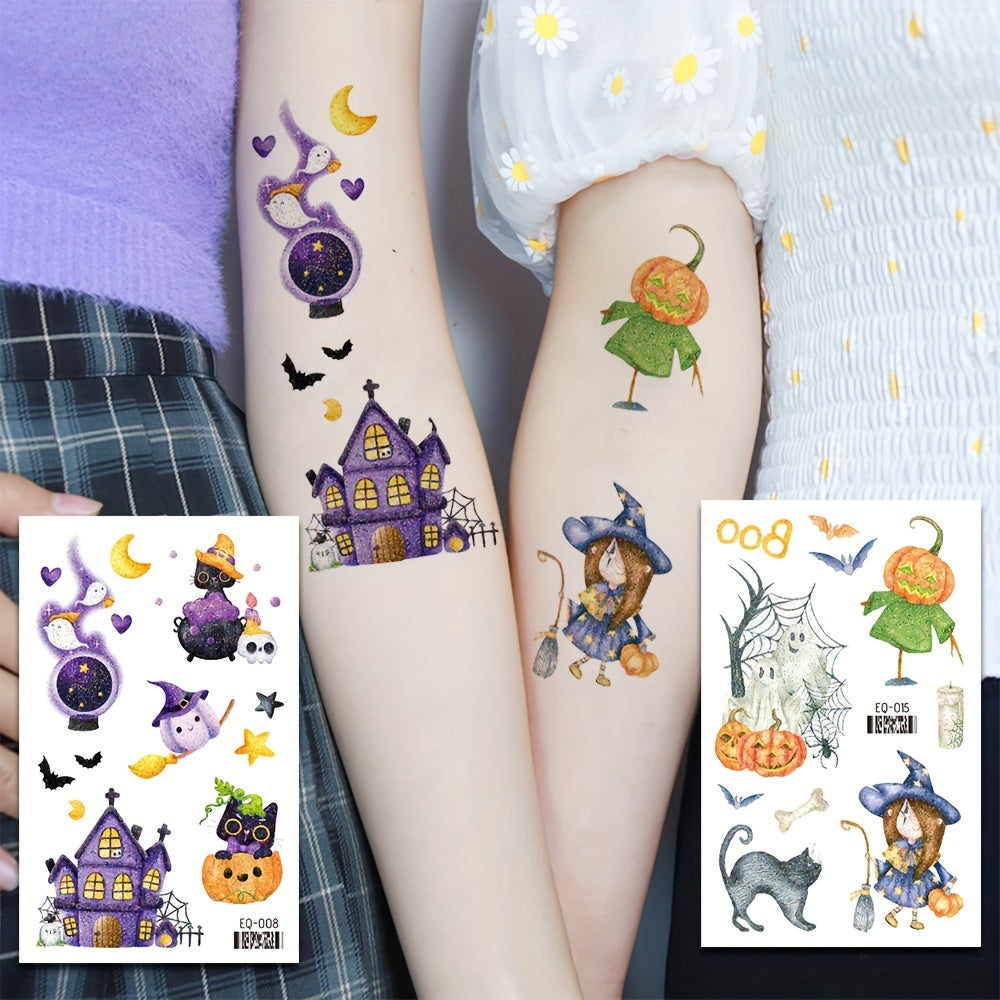 10 Glitter Halloween Tattoos Pumpkin Head Ghost Party Decoration Stickers