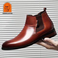 Men's Stacked Heel Chelsea Boots Casual Walking Shoes Elevator Shoes