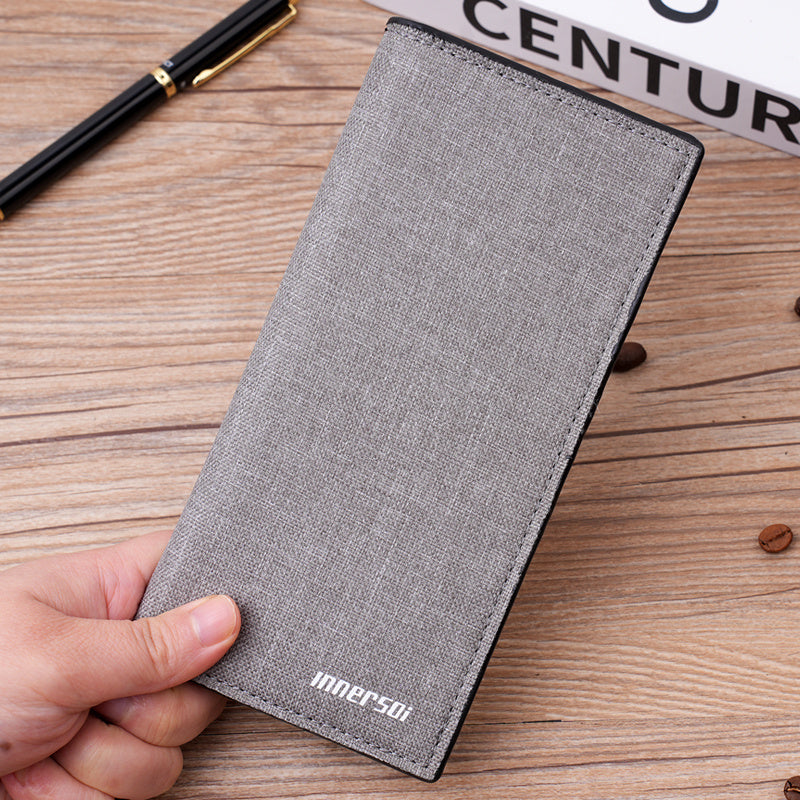 Men's Slim Canvas Long Wallet with 13 Card Slots