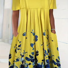 Floral Print Short Sleeve Plus Size Casual Dress