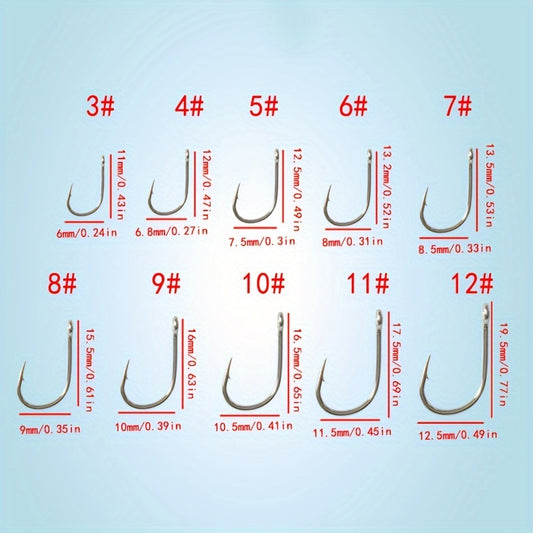 100pcs Carp Fishing Hooks Carbon Steel Storage Box Barbed Secure Hooksets