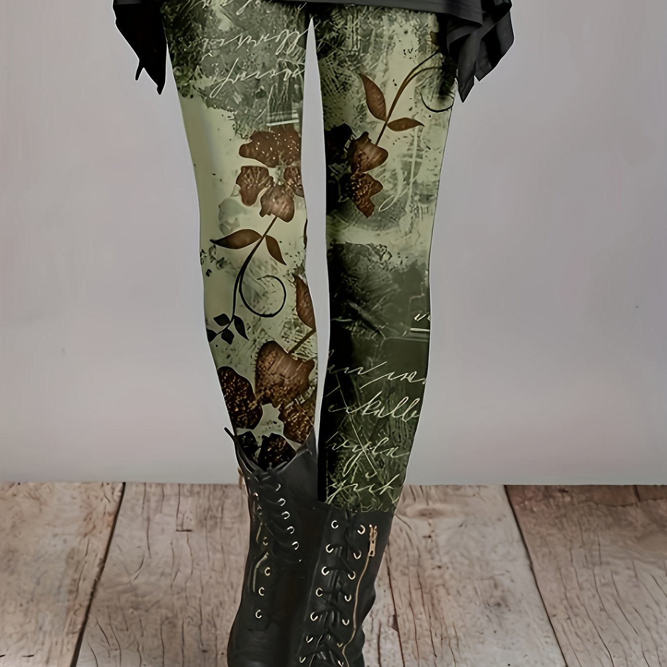 Boho Plus Size Leggings High Rise Allover Print Medium Stretch